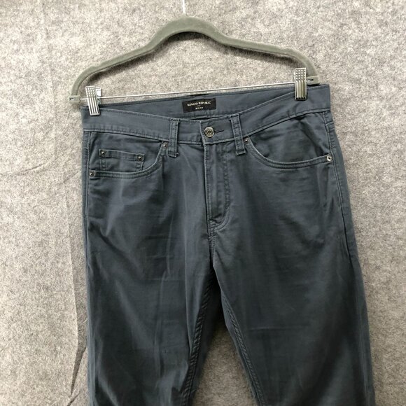 Banana Republic Slim Fit 5 Pocket Pants Mens 31x32 Sueded Pebble Blue Gray Chino - Picture 3 of 10